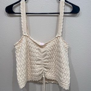 Knitted cream cropped tank